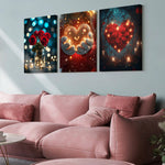 tableaux decoratifs floral motif lumineux roses mains cœur illuminé canapé rose baignoire blanche intérieur