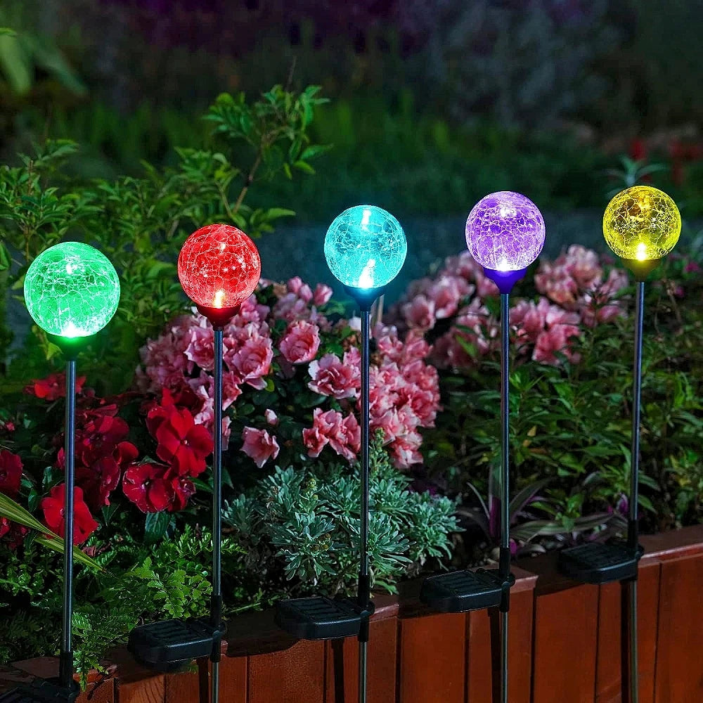 lampe solaire décorative effet craquelé vert rouge bleu violet jaune moderne extérieur jardin