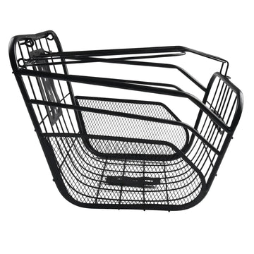 panier avant vélo électrique noir treillis métallique fond mesh opaque utilitaire classique fixations métalliques