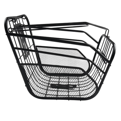 panier avant vélo électrique noir treillis métallique fond mesh opaque utilitaire classique fixations métalliques