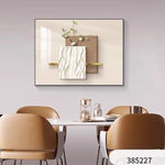 tableau mural moderne minimaliste beige blanc doré motifs géométriques simple texture bois respectueux environnement