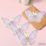 serviettes papier papillon violet rose bleu détails dorés fêtes usage unique pack 20 illustration