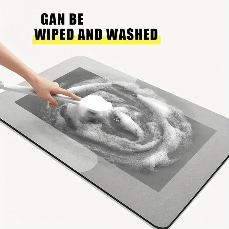 tapis bain absorbant antidérapant séchage rapide doux moderne gris plat