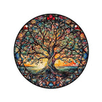 décoration murale vitrail arbre floral lever soleil suspendu chambre fenêtre translucent