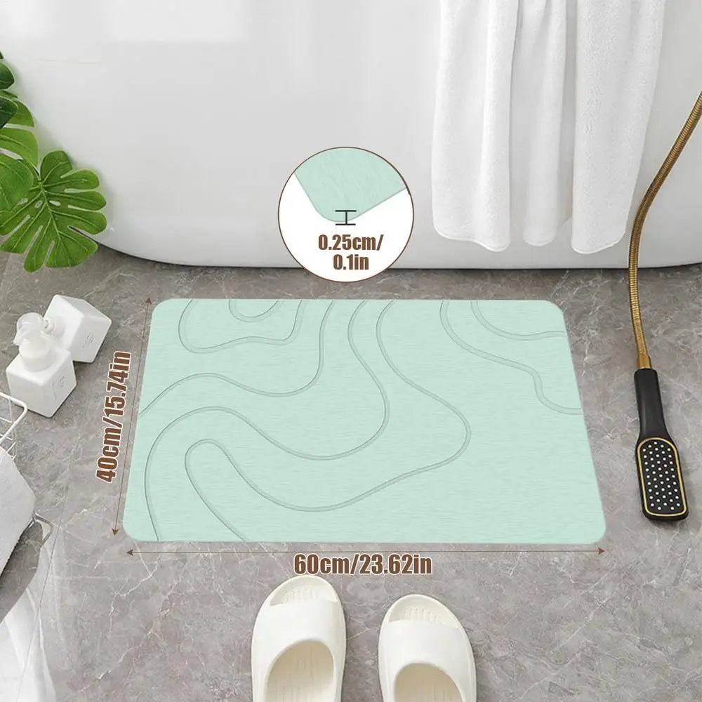 tapis bain antidérapant 40x60cm motifs ondulés gris foncé vert moderne