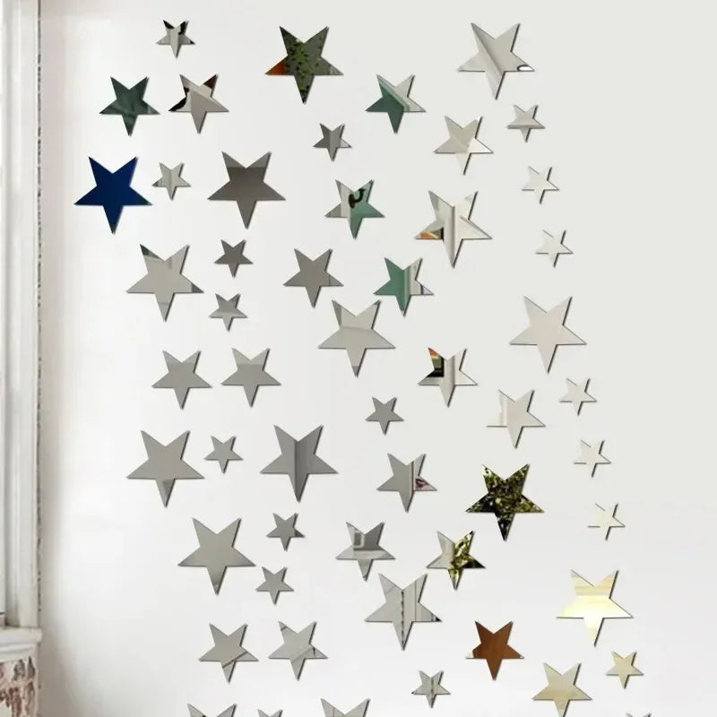 décoration murale stickers étoiles argent doré noir bleu blanc adhésif moderne chambre salon 20pcs