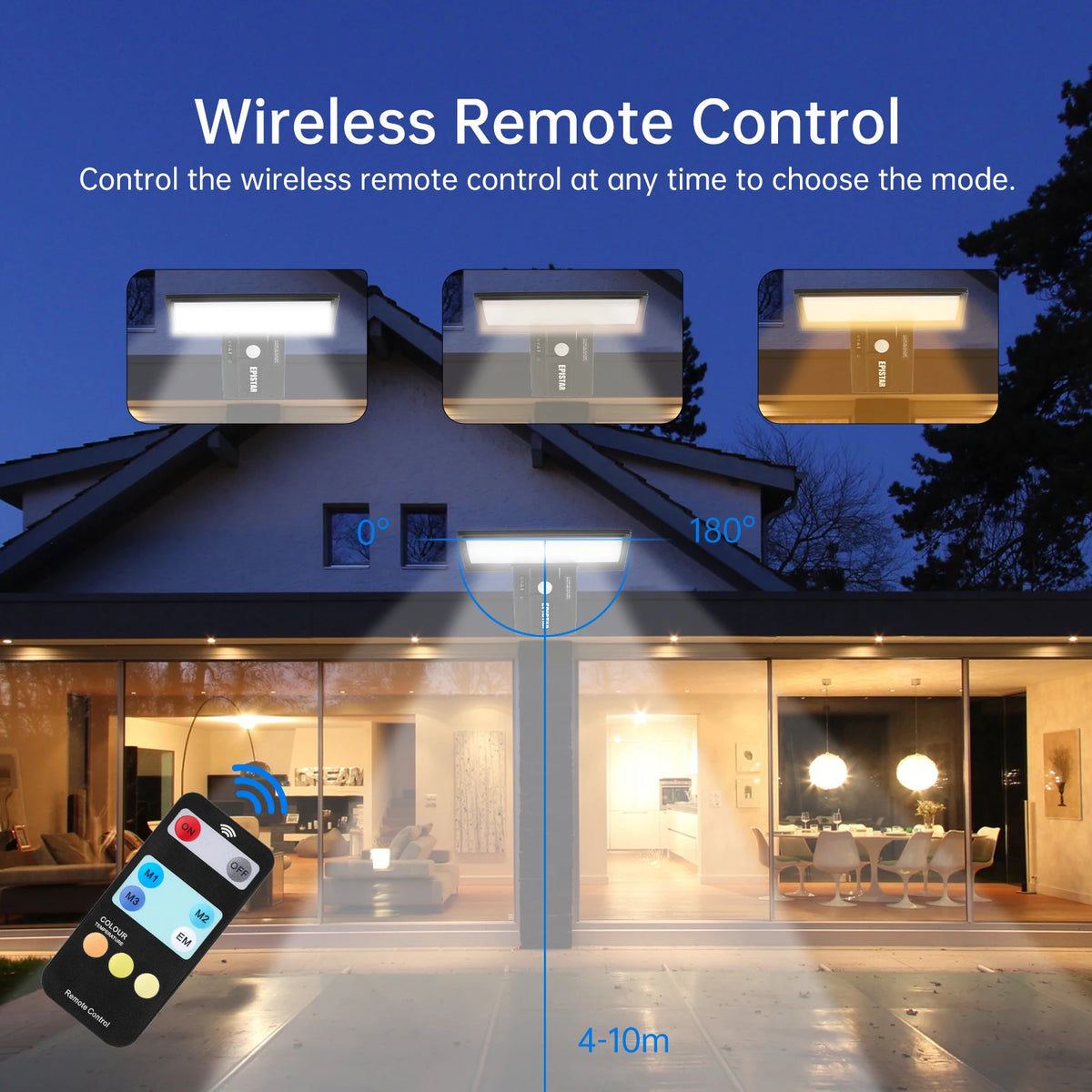 lumière solaire extérieure noire ip65 modes batterie télécommande moderne led étanche