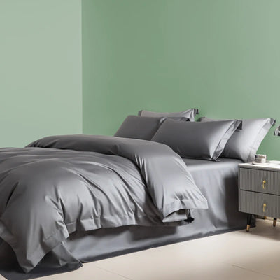 Housse de couette coton Pima Premium 210x230cm couleur blanc sur lit