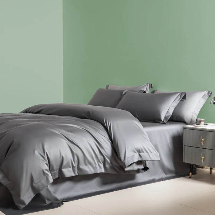 Housse de couette coton Pima Premium 210x230cm couleur blanc sur lit
