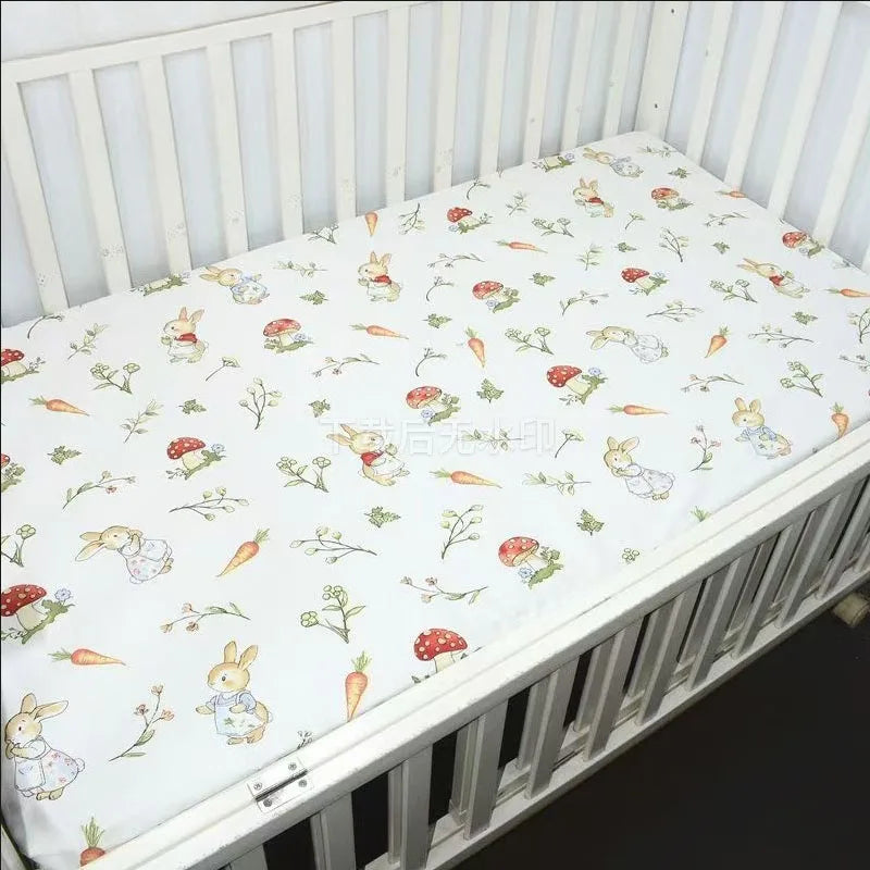 drap housse lit bébé coton motif oiseau étoile enfant chambre moderne blanc jaune gris