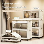 armoire rangement modulable pliable beige roulettes portes translucides jouets maison