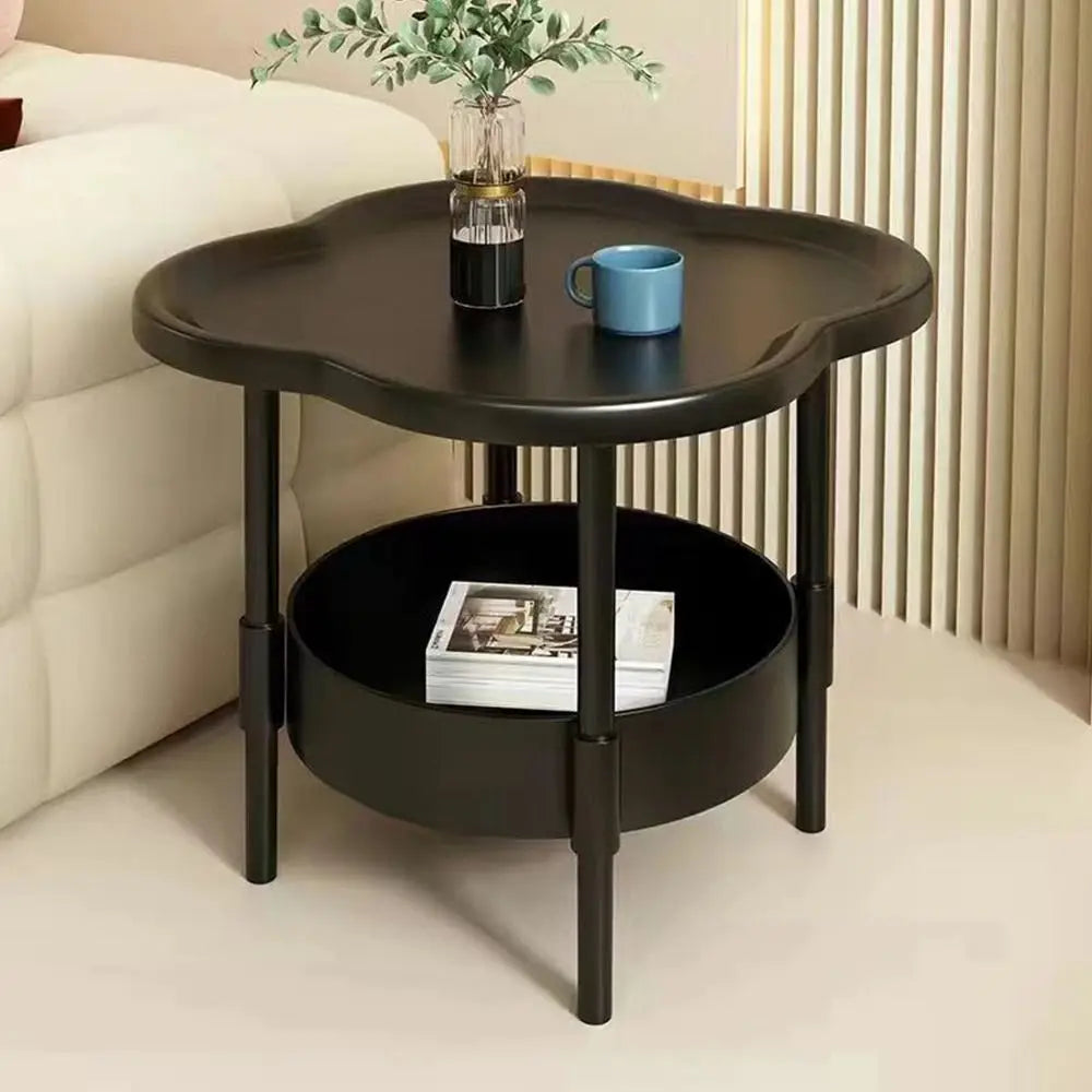 table d'appoint moderne petite table basse double couche plastique blanc vert noir minimaliste