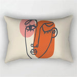 coussin rectangulaire moderne motif abstrait feuilles visages 100 polyester beige clair lit salon chambre