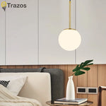 lustre moderne pendentif aluminium or éclairage chambre étude marche arrêt toucher
