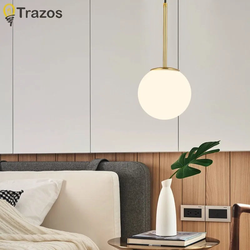 lustre moderne pendentif aluminium or éclairage chambre étude marche arrêt toucher