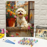 Toile peinte fleurs colorées animaux chien débutants peinture numéros matériel décoration mur moderne