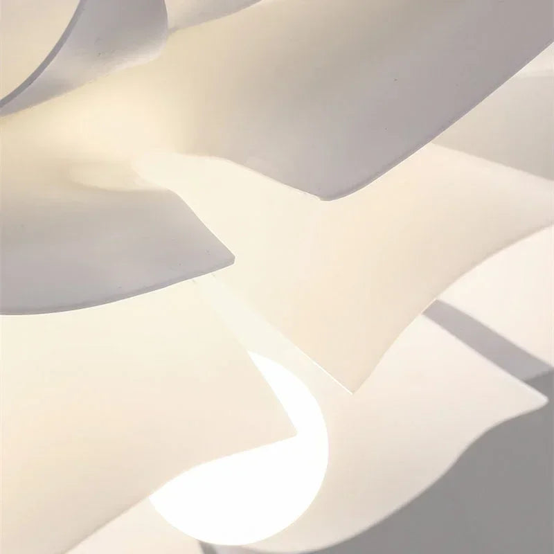 Suspension lumineuse moderne fer blanc feuilles ouvertes 4500k 3000k 6000k