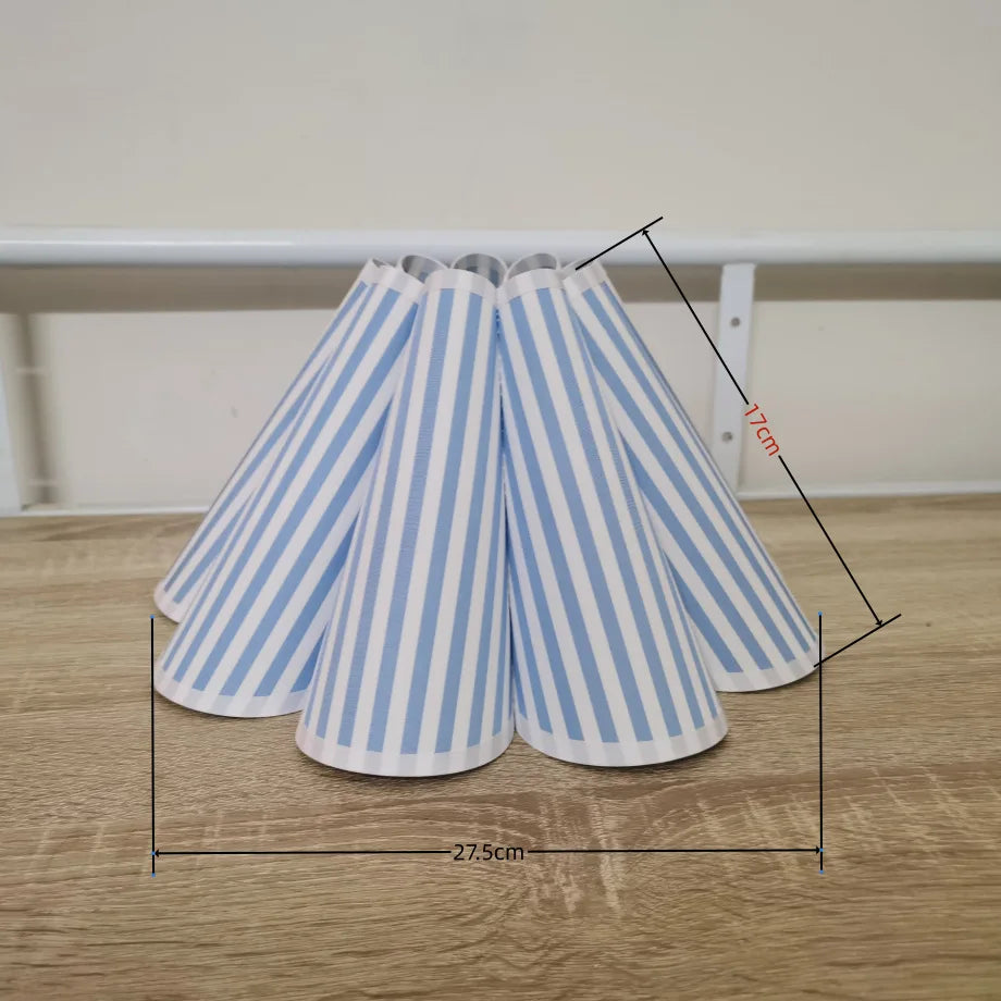 abat jour moderne tissu rayures horizontales blanc noir rose bleu clair suspension led e14