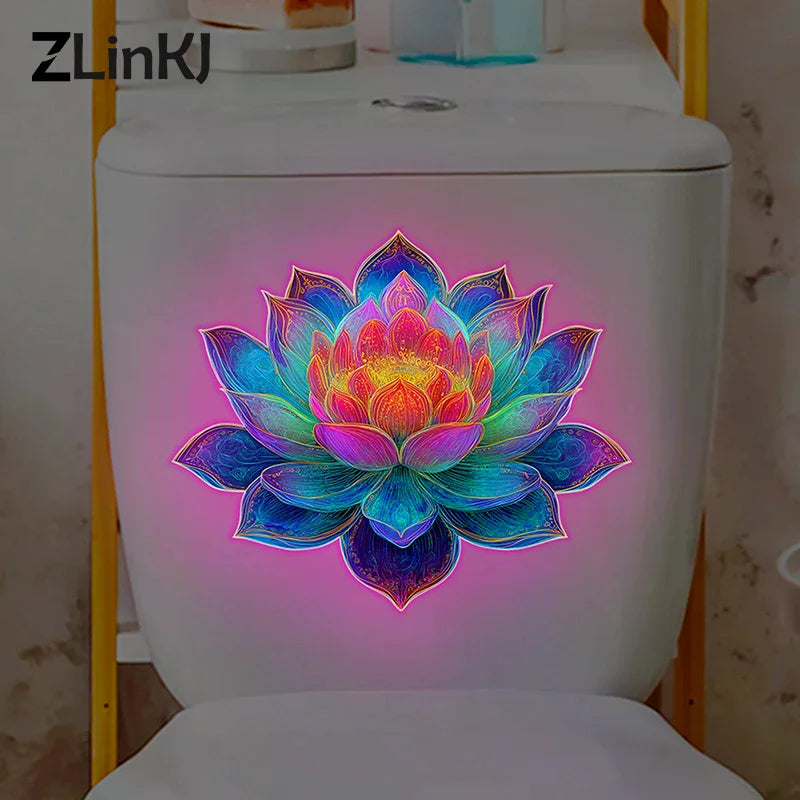sticker mural multicolore fleur lotus adhésif art contemporain décoration intérieure chambre salon