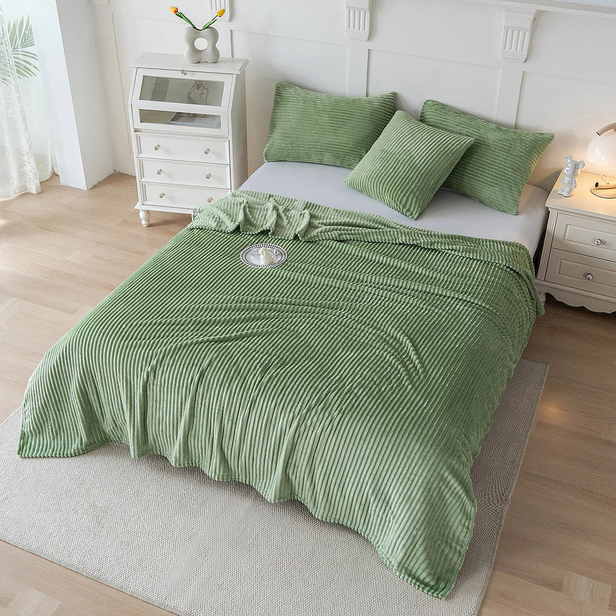 couverture gris rayée moderne polyester moelleuse lit canapé oreillers fixations lavable toute saison
