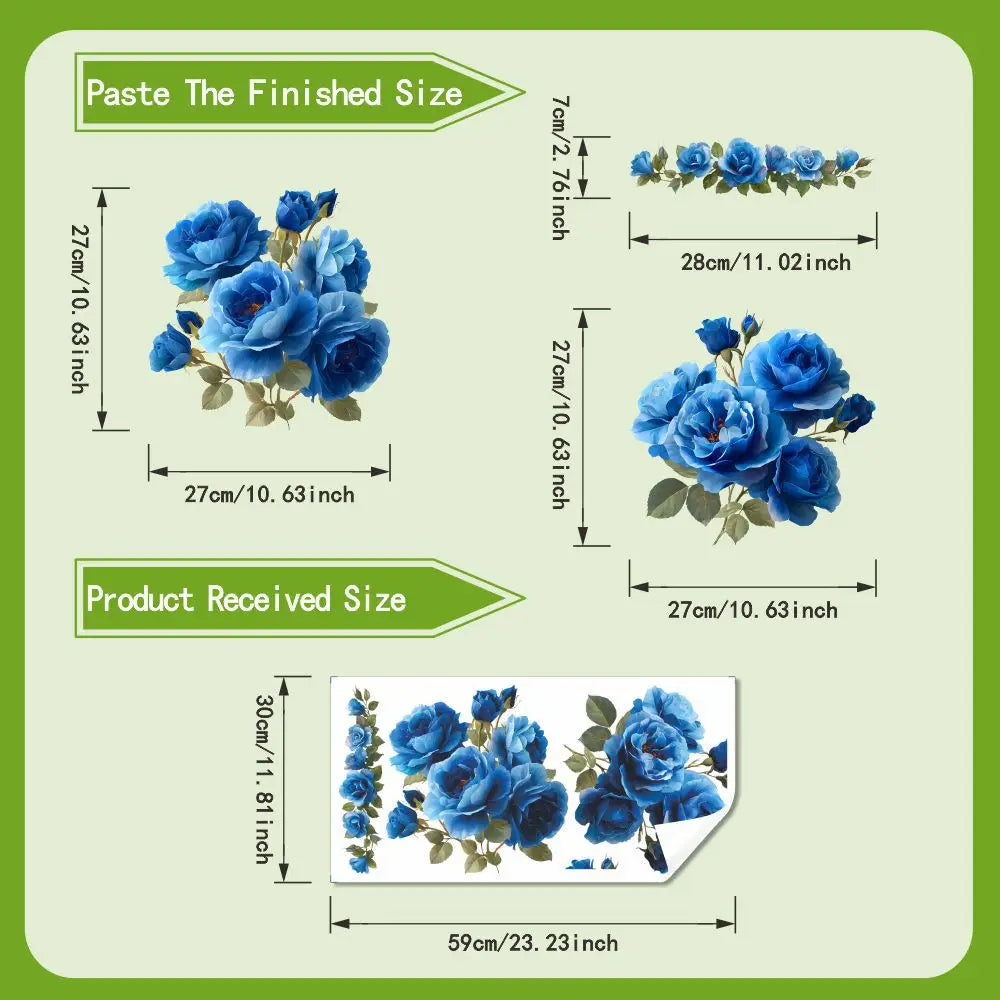 cache wc fleurs roses bleues feuilles vertes adhésif salle bain moderne classique blanc bleu