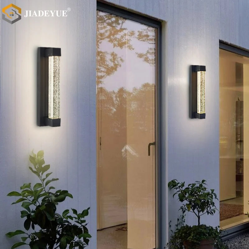 applique murale moderne noire transparente ip65 led éclairage extérieur balcon jardin