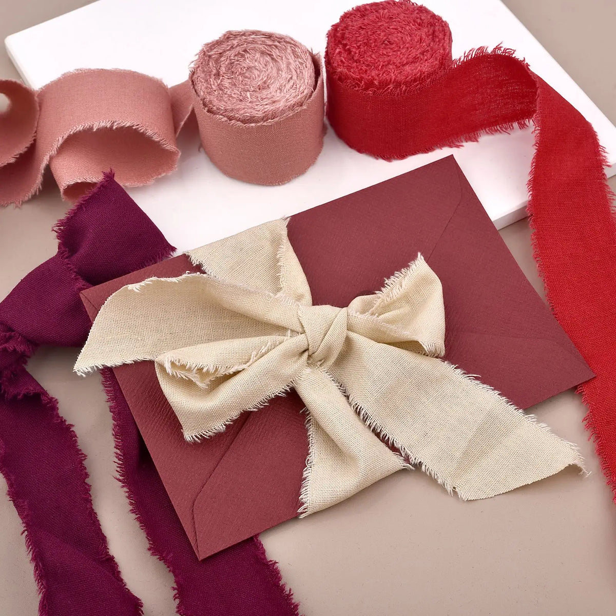 rubans coton coloris unis classiques vert olive jaune rose pâle rouge bleu blanc marron