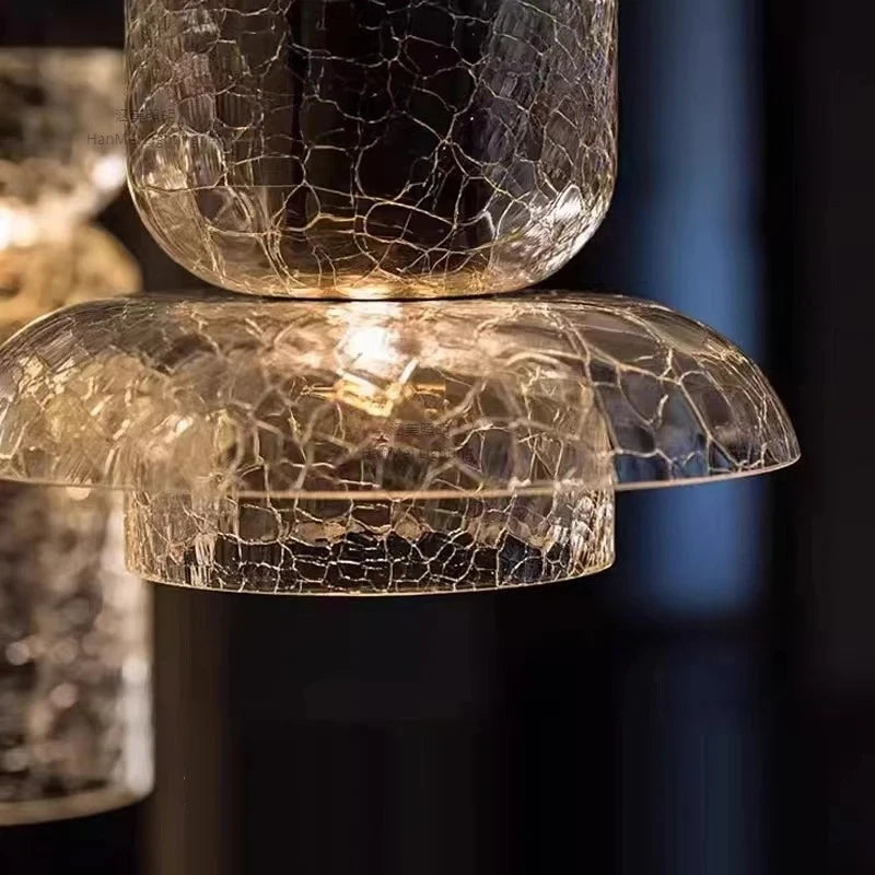 suspension lumineuse moderne verre craquelé transparent doré ampoules led 220v 240v moderne intérieur