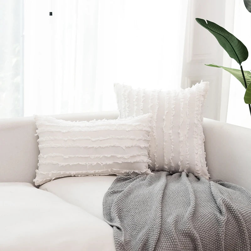 coussins décoratifs lin coton gris beige jaune boho chic 30x50cm 45x45cm 50x50cm