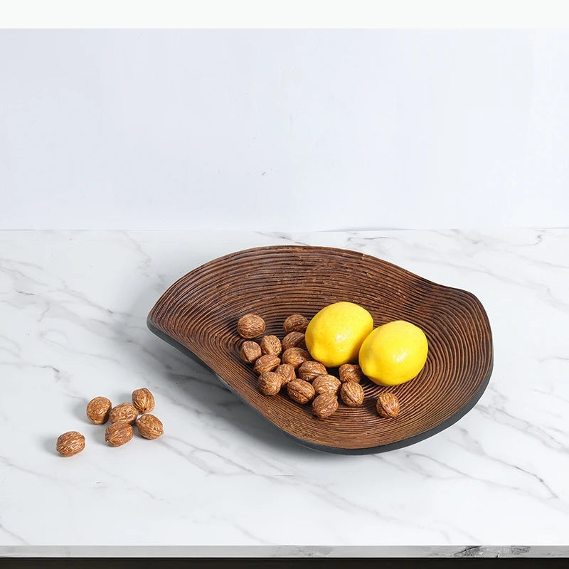 bol marron foncé texturé imitation bois moderne noix citrons opacité