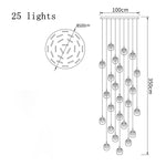 suspension lumineuse moderne transparent dorée fine élégante chaînes métalliques ampoules incluses