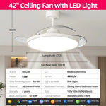 ventilateur lampe led moderne blanc invisible télécommande fixe central chambre salon