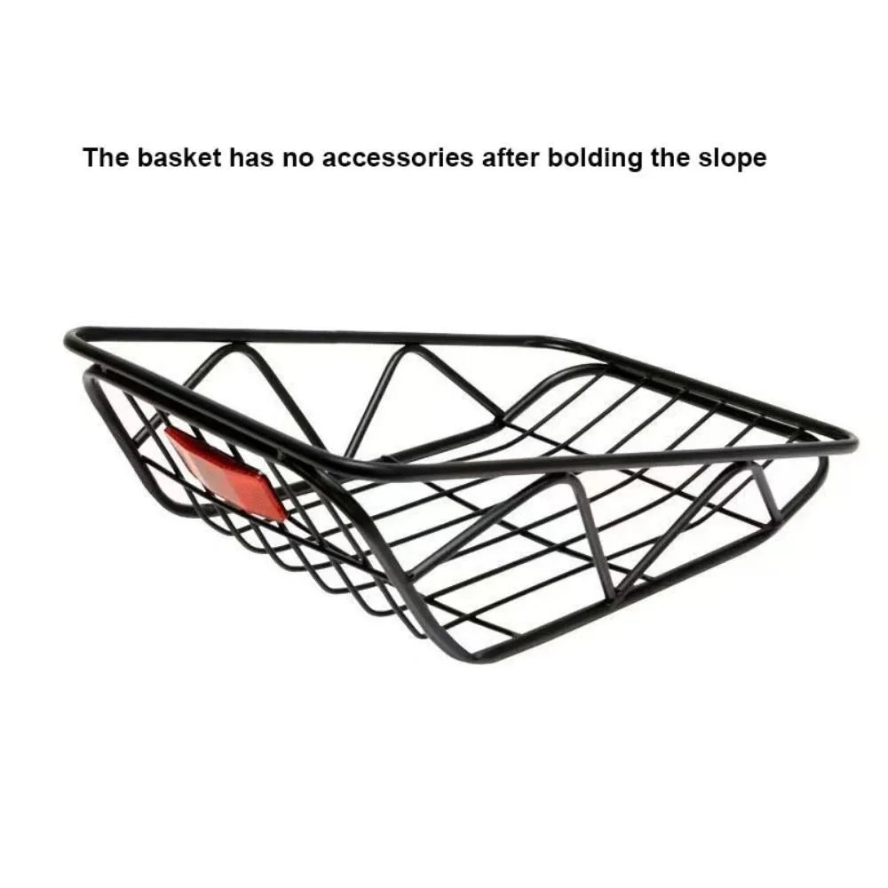 panier arrière vélo noir rouge treillis acier durable moderne minimaliste sangles réflecteur fixations