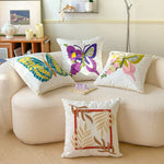 taie d'oreiller carrée fleur motif moderne polyester coton 45x45cm blanc