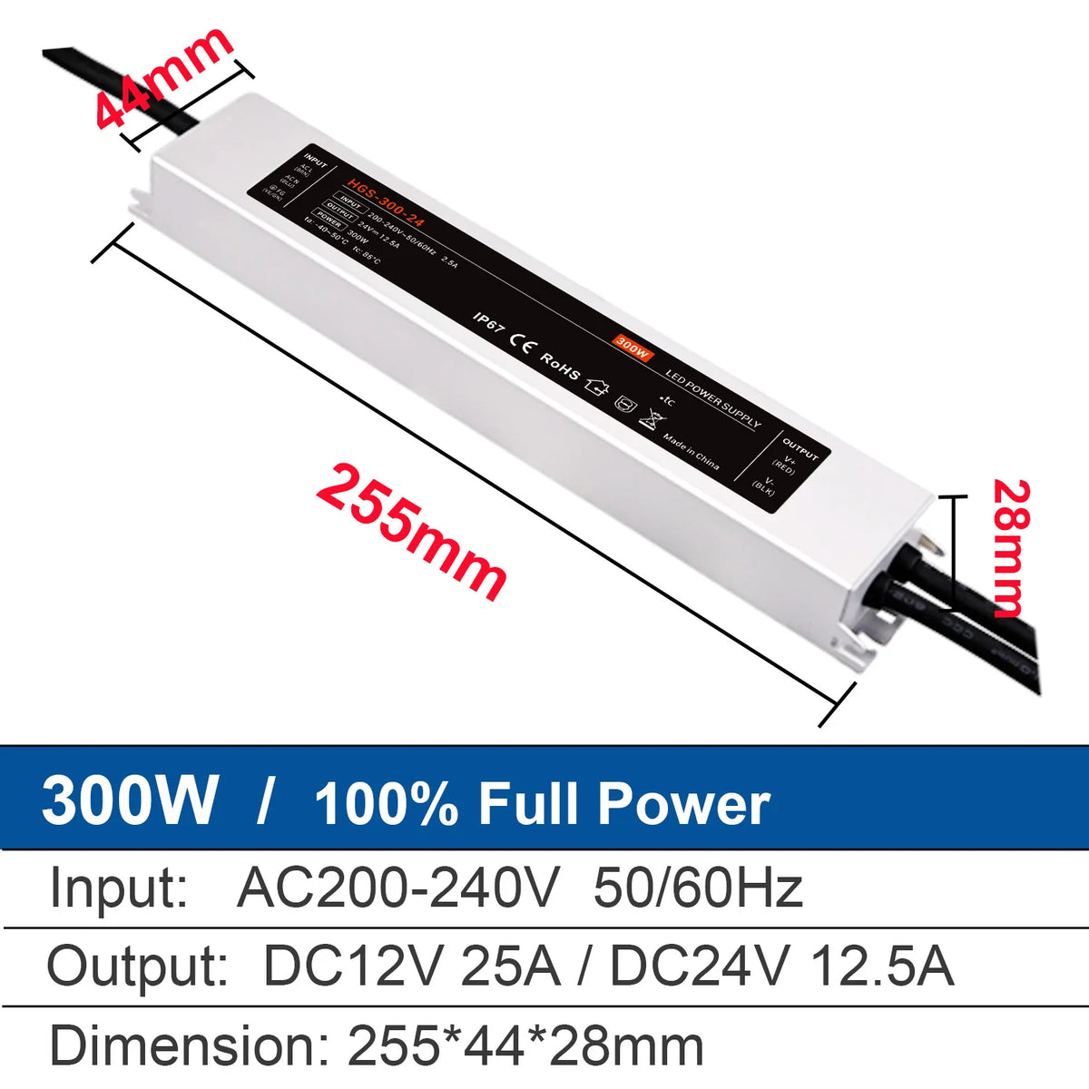 alimentation led 12v 24v 50w 100w 200w 300w 400w ip67 waterproof sans ventilateur moderne