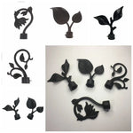 support lampe métal noir motif feuille artisanal base lampe