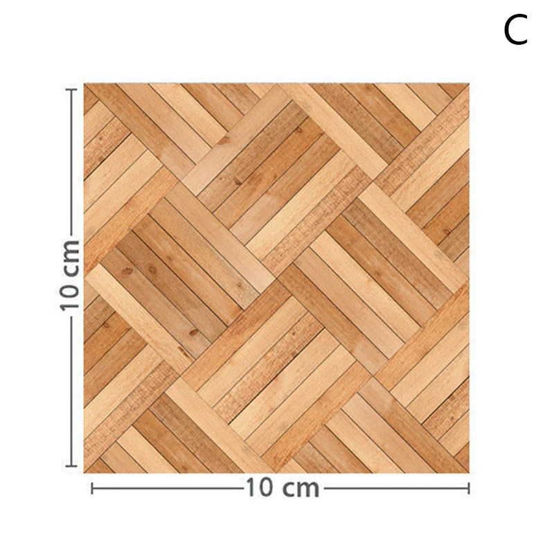 autocollant mural géométrique parquet brique moderne décoratif adhésif multicolore bois rouge beige opaque chambre