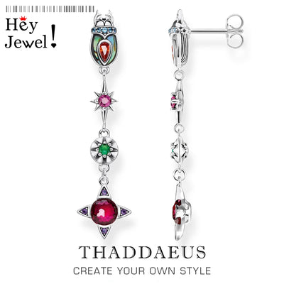 Boucles d'oreilles goutte scarabée porte-bonheur blanc