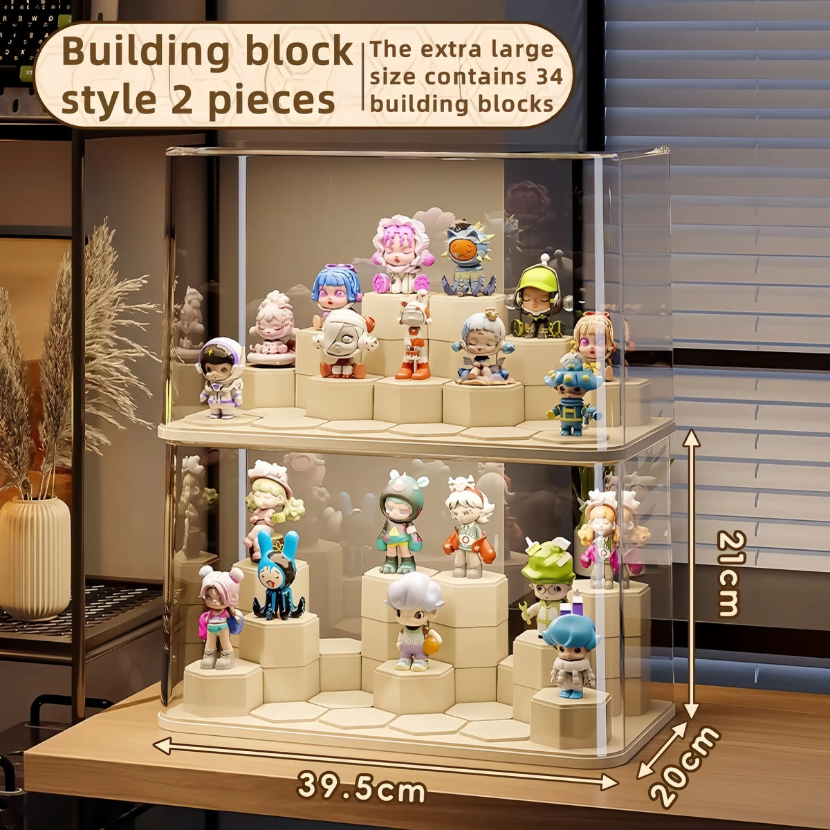 présentoir transparent modulaire solo salon respectueux environnement moderne cartoon figurines colorées hexagonal