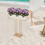 présentoir fleurs cristal moderne or blanc violet jaune 70x90cm table mariage deco centroil transparent
