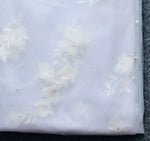 voile mariée blanc fleurs blanches romantique bord coupé transparent polyestère