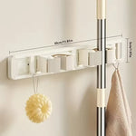 support porte balais accessoires nettoyage moderne adhésif gris blanc toile