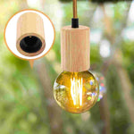 base lampe suspendue bois naturel ampoule e27 moderne rustique câble doré