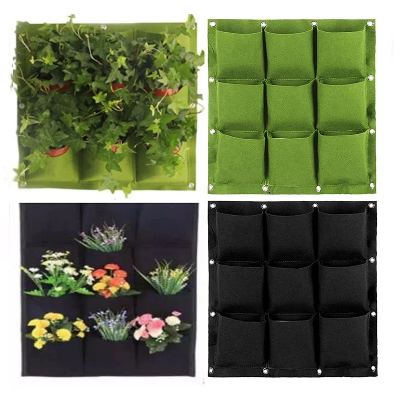 porte plantes mural suspendu poches plantes texture tissée moderne vert noir