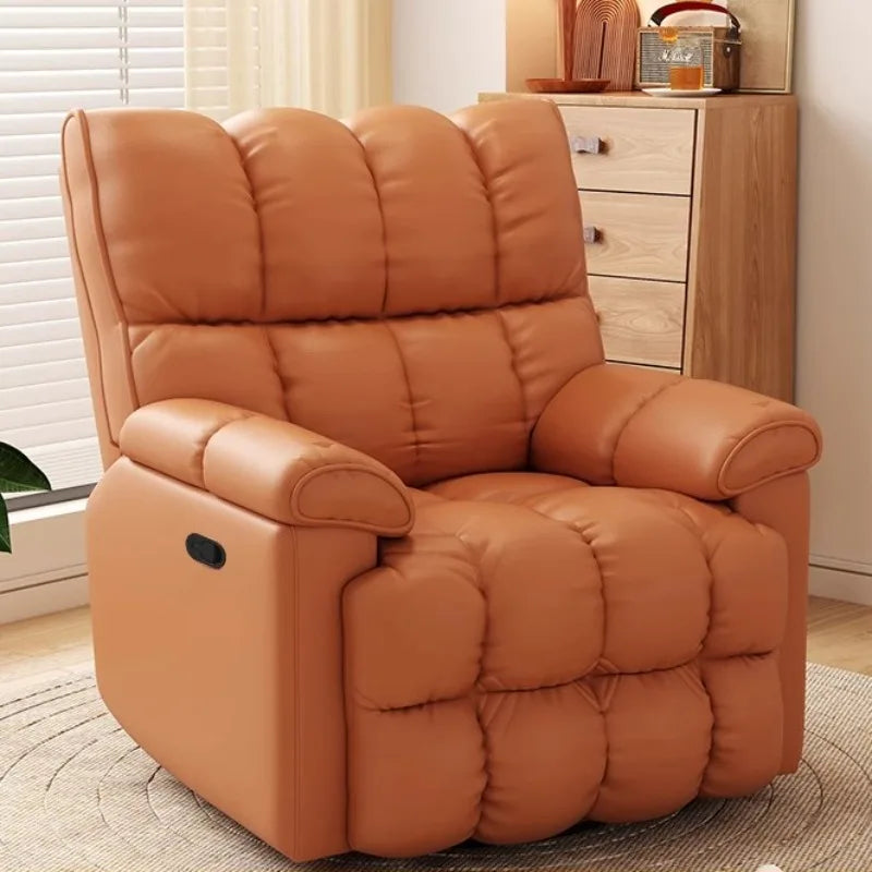 fauteuil relax moderne simili cuir gris orange beige vert ergonomique salon