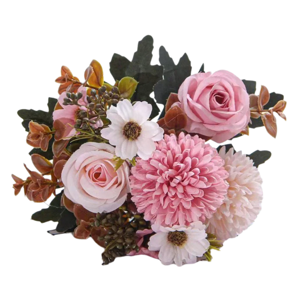 bouquet fleurs artificielles roses blancs intérieur décoration classique anniversaire nouveauannéechinoise