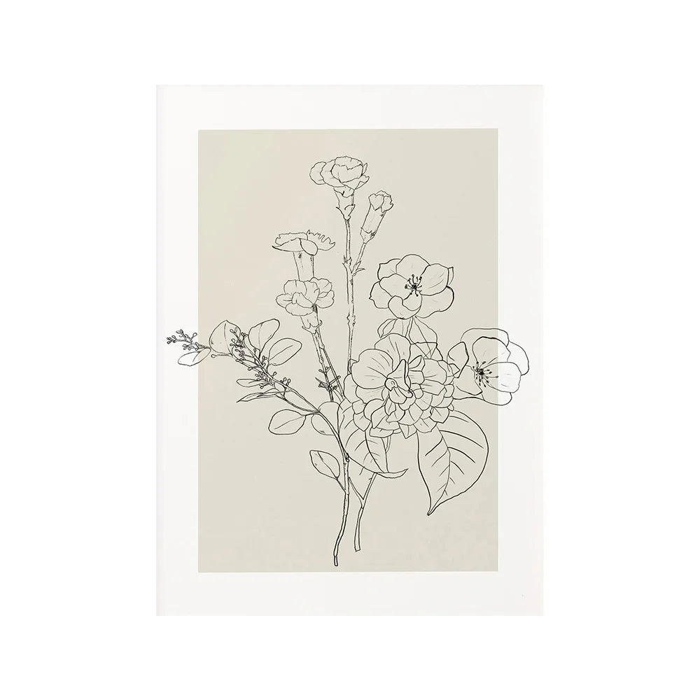 affiches art minimalistes toile simples dessins floraux noir beige clair cadres bois chambre salon