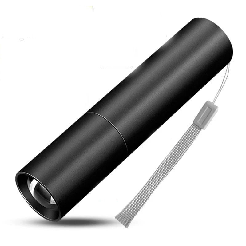 lampe poche led rechargeable noire mini zoom modes usb étanche