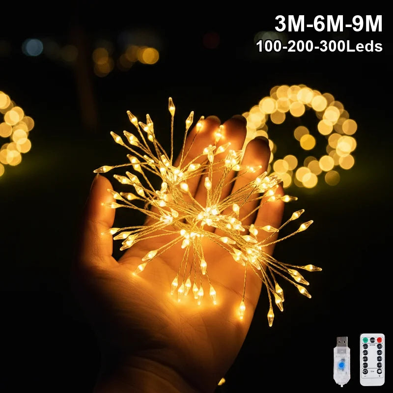 guirlande lumineuse led blanc chaud filament branché moderne décoration noël 3m 6m 100 leds
