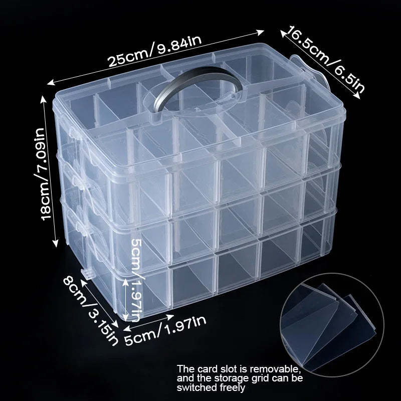 boîte rangement transparente compartiments amovibles organisation bijoux boutons cartes modernes pratiques transporte facile